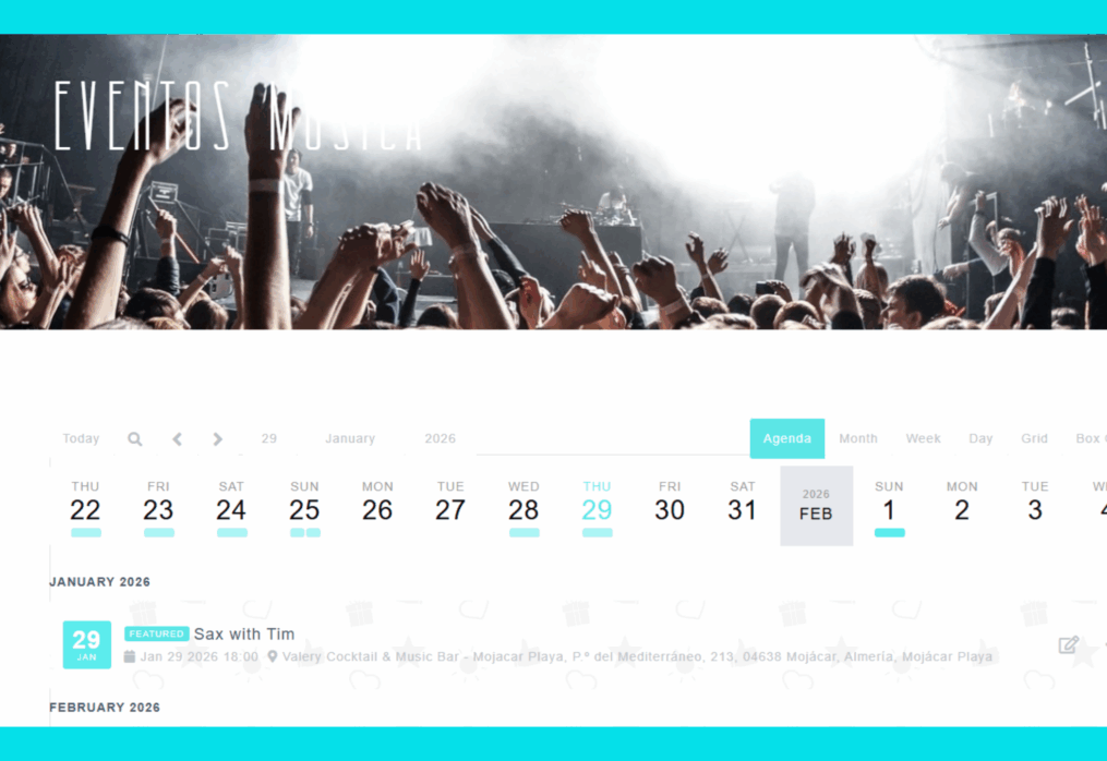 Nuevo calendario de eventos musicales – por favor echa un vistazo